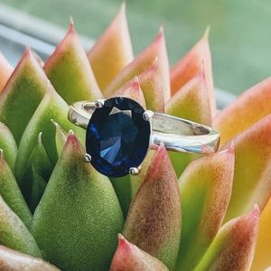 Lab Created Blue Sapphire and Sterling Silver